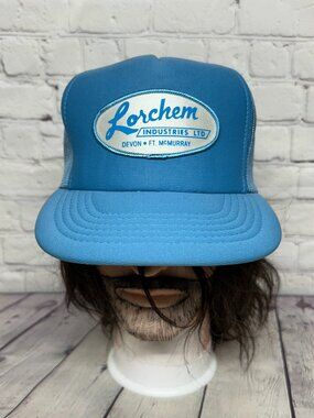 Vintage Trucker Hat Mesh Lorchem Industries Snapback Cap 80s Logo Patch